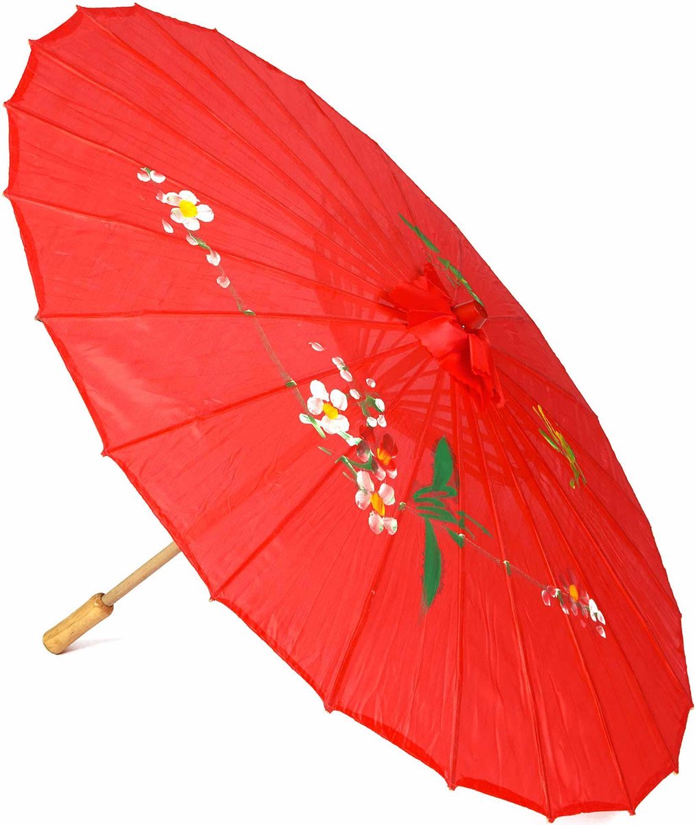 NINGBO PARTY SUPPLIES - Rode Chinese parasol - One Size - Accessoires > Overige